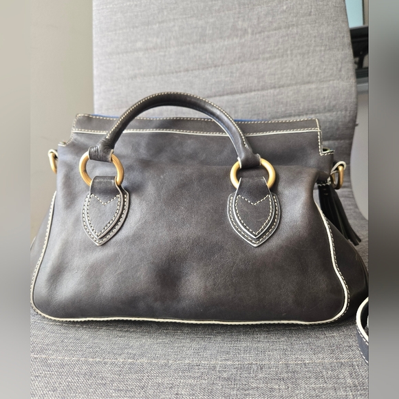 Dooney & Bourke Savannal Leather Satchel - Dark Navy - Picture 4 of 13